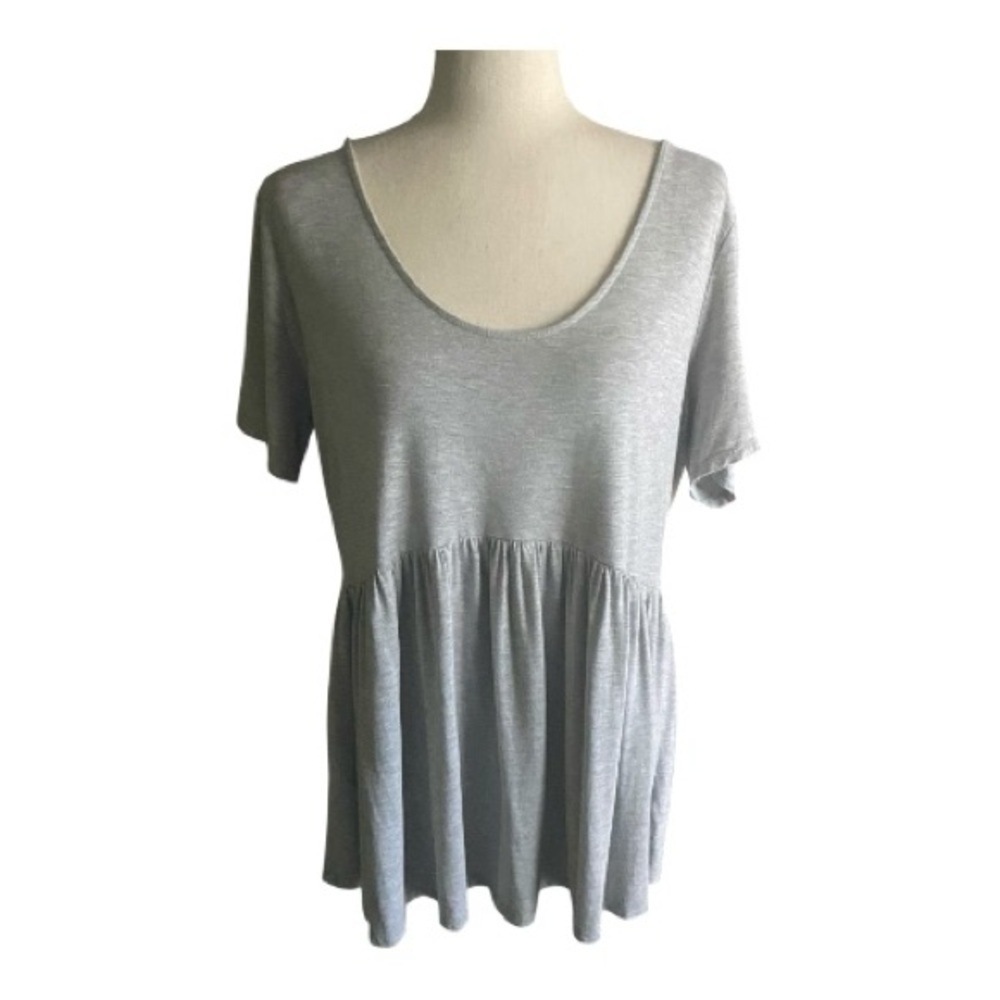 FOREVER 21 PLUS-GRAY BABYDOLL TOP-SIZE 2X
